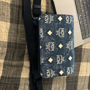 MCM Aden Camera Bag in Vintage Denim Jacquard